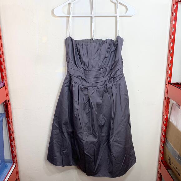 David’s Bridal cotton strapless dusty purple grey dress Size 8 - Picture 1 of 11